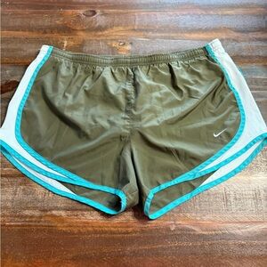 Nike Women's Olive and Teal Athletic Shorts EUC